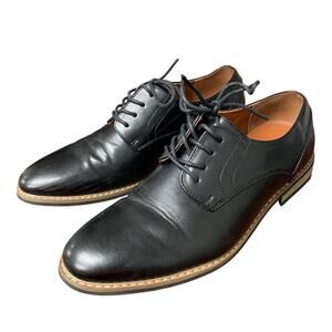 Silent Care Mens Size 8.5 Black Faux Leather Lace Up Classic Oxford Formal Shoes